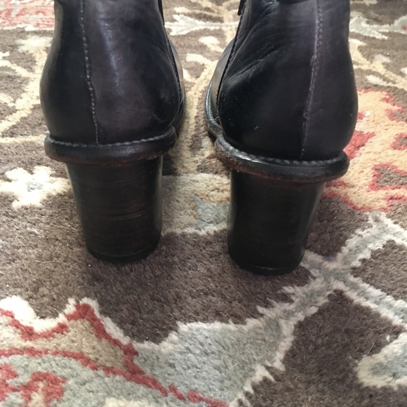 BED/STU NYC Hand Made Yell Black Leather Distressed Stack Heel Ankle Boots 6.5 - Picture 6 of 8